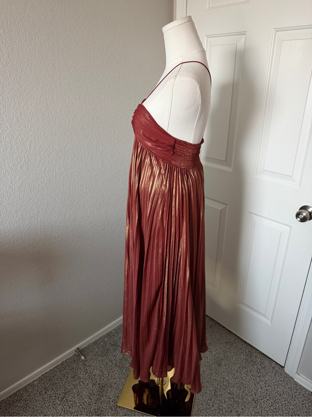 Anthropologie Plissé Halter Dress Strapless Pleated Maxi Dress - Picture 4 of 5
